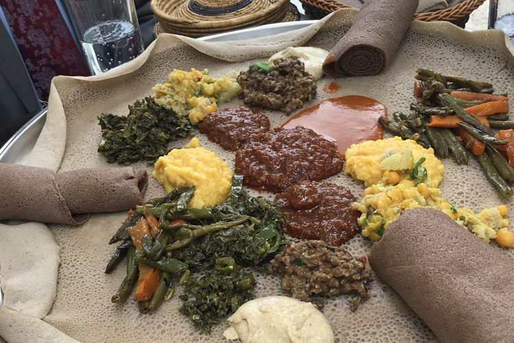 From President Gertler's Instagram account: photograph of a traditional Ethiopian lunch