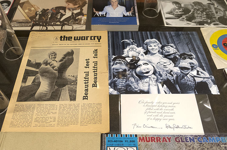 The collection includes photographs, and magazine and newspaper clippings. The photo to the right is from The Muppet Show in 1980. The collection also includes a holiday card from Bill and Hillary Clinton. Photo by Laura Pedersen.
