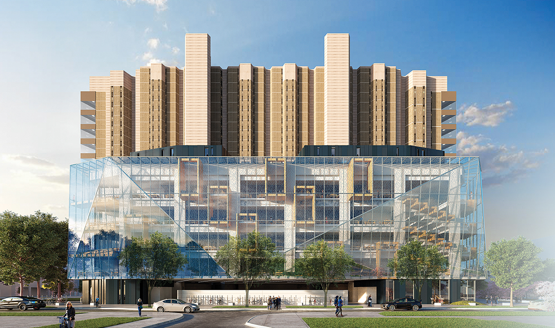 Architectural rendering of the Robarts Library expansion viewed from the south.