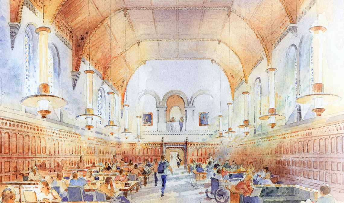 Architectural rendering of the Clark Reading Room inside University College.