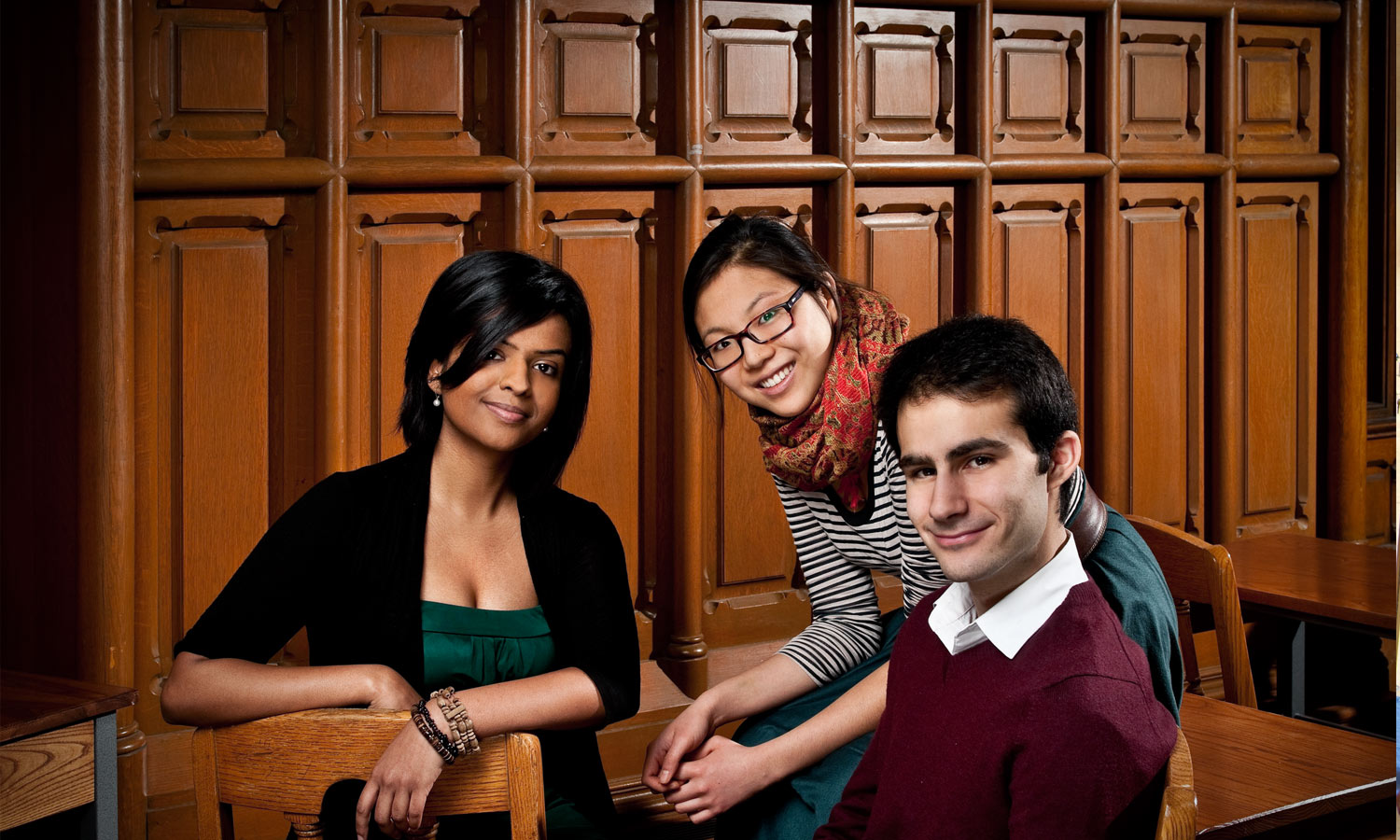 scholarship recipients Jothi Shanmugam, Sara Lee and Salvator Cusimano. Jothi (also in the criminology program)