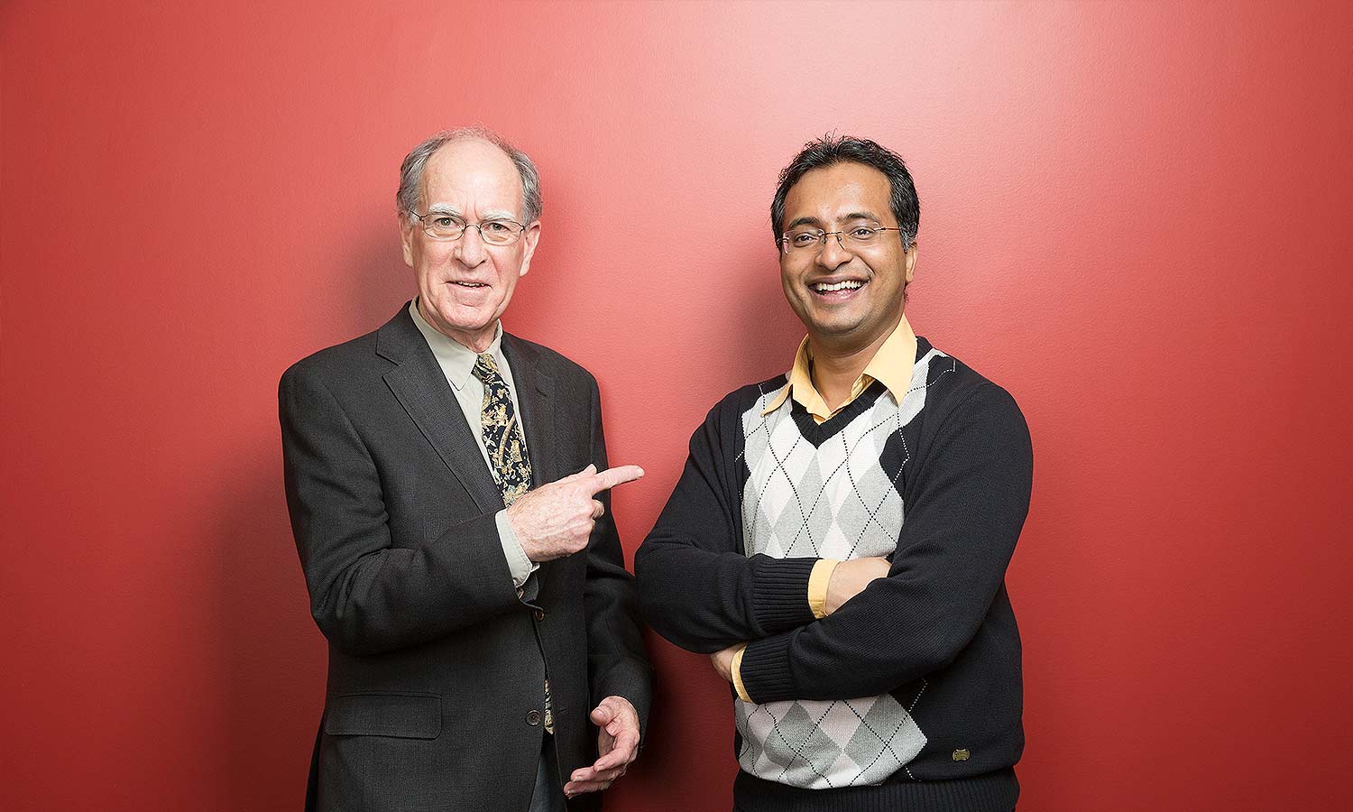Dean David Cameron of the Faculty of Arts & Science (left) and Jaby Mathew, recipient of the 2013 Robert C. Vipond Graduate Scholarship in Political Science, to which Cameron is a donor.